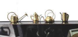 Miniature of 4 vintage Brass and Copper teapot watering can set - £19.37 GBP