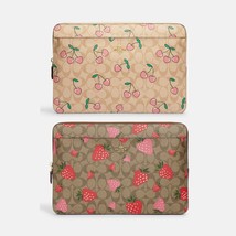 NWT Coach Laptop Sleeve In Signature Canvas With Wild Strawberry/Heart Cherry - £103.11 GBP+