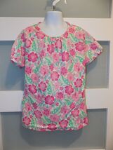 LANDS' END Multi-Color Print Floral Rash Guard Swim Shirt Size M (10/12)... - $18.00