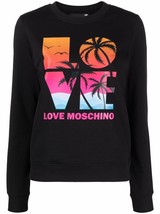 NWT 100% AUTH Love Moschino Black Cotton Palm Tree Print Sweatshirt US 4 - $166.32