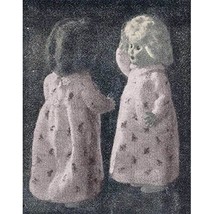 Vintage Doll Knitting Pattern 6½&quot; Rosebud Twins Sprigged Nightgowns 3ply PDF - £1.61 GBP