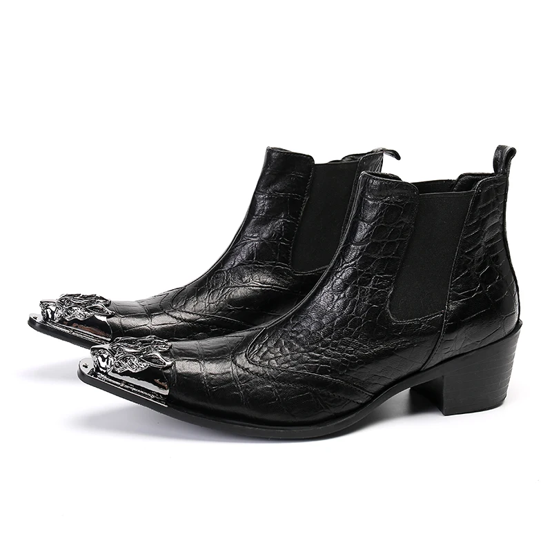 Italian Fashion  Men Boots Leather Ankle Sanke Boots Men Italian Busines... - $399.19