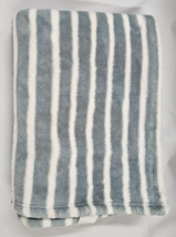 Nemcor Little Miracles Gray Blue White Stripe Striped Baby Blanket 32x46&quot; Costco - £31.64 GBP