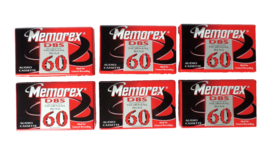 Lot of 6 NOS Memorex Blank Audio Cassettes DBS Normal Bias 60 minutes 1997 - £12.53 GBP