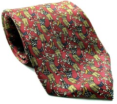 Jos A Bank Collection Men&#39;s Golf Tie All Over Print Novelty 100% Silk - £14.86 GBP