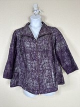 Ruby Rd. Womens Plus Sz 20W (1X) Purple Textured Full Zip Jacket Pockets Stretch - £14.15 GBP