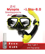 AntiFog Myopia Diving Mask  Snorkel Set  Yellow - $67.95+