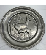 Antique embossed PEWTER plate deer and Fawn w/makers mark 8.75&quot; Kosters ... - €30,76 EUR