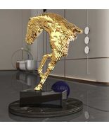 interoknack Modern Gold Pixel Horse Head Sculpture, Large Creative Art D... - $55,435.50 MXN