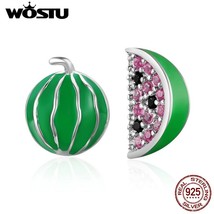WOSTU Hot Sale Real 100% 925 Silver Watermelon Stud Earring For Women Fine Jewel - £16.10 GBP