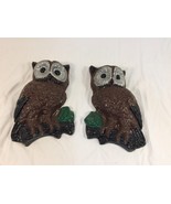 Vintage Chalkware Owls - Set of 2 - Nice Shape - 8&quot; - £15.97 GBP