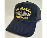 USS Alaska SSBN-732 Baseball Cap Hat Mesh Snapback Blue Embroidered US Navy - $16.82