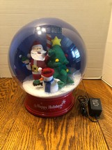 Gemmy Large North Pole Santa Claus Electronic Musical Snow Globe W/Plug-Works! - £15.62 GBP