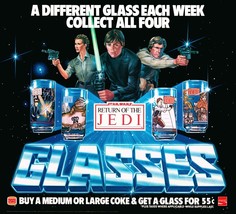 Star Wars ROTJ 20 X 22 Reproduction B.K. / Coca Cola Drink Glasses Promo... - £31.29 GBP