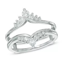 14k White Gold Over Tiara-Style Solitaire Enhancer Ring 1/2 Ctw D/FL Moi... - £44.04 GBP