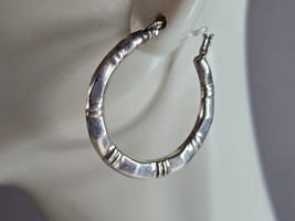 Womens Vintage Estate Sterling Silver Modernist Hoop Earrings 4.3g E7994 - £29.60 GBP