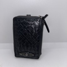 Elliott Lucca Wristlet Woven Black Leather Zip Around Wallet Cell Phone Case - £9.66 GBP