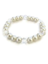 Women&#39;s Faux Pearl White Stretch Beaded Bracelet - £7.21 GBP