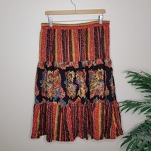 Vintage SK &amp; Company | Tribal Mixed Print Elastic Pull-On Waist Midi Skirt 16 - £15.41 GBP