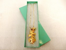 17&quot; Gold Tone Necklace, Oak Leaf &amp; Acorn Pendant, Triangle Link Chain, JWL-125 - £7.84 GBP