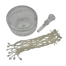 Lead Crystal Wine Champagne Coaster Stopper and Beaded Decoration Set Wedding - £19.50 GBP