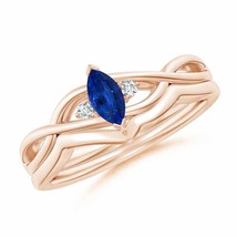 ANGARA Marquise Sapphire and Round Diamond Infinity Bridal Set in 14K So... - £920.79 GBP