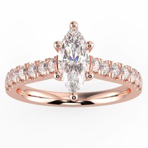 1ct Lab Diamond G Color VS Clarity Marquise Shape Slim Shank Halo Ring. - £940.85 GBP