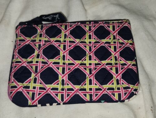 Cute Vera Bradley Plaid Quilted Look Mini Clutch Makeup Bag Stripe Multicolor - $17.99