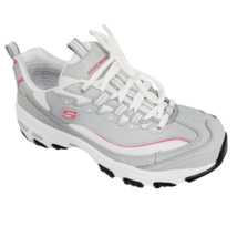 Skechers Sport Womens 7M D&#39;Lites Non-Memory Foam Lace-Up Sneaker 11422 Gray Pink - £39.46 GBP