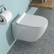 White Wall-Hung Toilet with Soft-Close Seat - $213.99