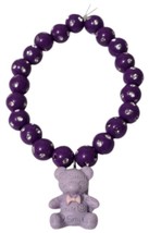 Handmade Women Purple Beads Fashion Bracelet with Smile Bear Charm - NEW - $4.94