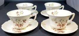 Set of 4 Vintage Southern Orchid Floral Transferware Tea/Coffee Cups and... - $44.54