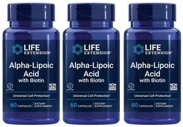 ALPHA LIPOIC ACID with BIOTIN LIVER &amp; NERVE HEALTH 180 Capsules LIFE EXT... - $68.30