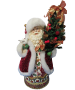 Dillards Trimmings 16&quot; Hand Painted Santa Holding Christmas Tree Bird Un... - £38.72 GBP