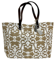 Von Maur Women&#39;s Decorated Burlap Tote Bag NWT - $267.07 MXN