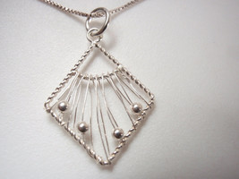 Parallelogram 925 Sterling Silver Pendant Corona Sun Jewelry very light - £8.48 GBP