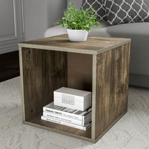 Wood Color End Table Cube Accent Table 16 Inches Stackable Bedroom Livingroom - £59.14 GBP