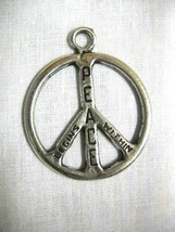 Peace Sign Peace Begins Within Text Round Usa Cast Pewter Pendant Adj Necklace - £10.92 GBP