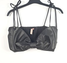 Anthropologie Bustier Top Pilcro Faux Leather Black Size Large - £17.81 GBP