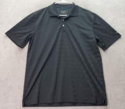 Chaps Ralph Lauren Polo Shirt Men Large Black Polyester Short Sleeve Slit Collar - £13.98 GBP