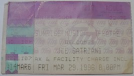 Joe Satriani Original 1996 Ticket Stub Sunrise Musical Theatre VG - £6.19 GBP