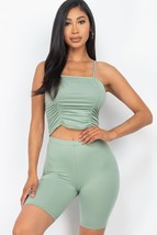 Women&#39;s Camisole Ruched Sleeveless Top &amp; Biker Shorts Set - $14.00