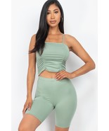 Women&#39;s Camisole Ruched Sleeveless Top &amp; Biker Shorts Set - $254.76 MXN