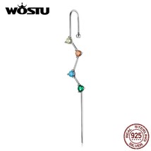WOSTU 1 Pcs 925 Silver Colorful Zircon Needle Lightning Stud Earrings For Women  - £15.88 GBP