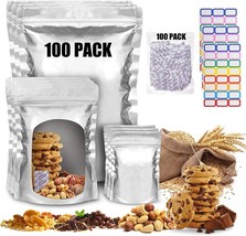 Mylar Bags for Food Storage,100pcs Mylar Bags with Oxygen Absorbers 300cc &amp;Label - £15.20 GBP