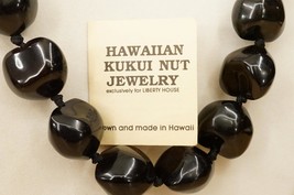 Ethnic KUKUI Nut Hawaiian Jewelry Liberty House Black Beaded Necklace 32&quot; Long - £27.68 GBP