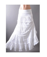 White Summer Asymmetrical Boho Ruffle Stripe Tiered Beach Women Long Max... - $82.27 CAD