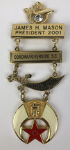 Vintage Al Malaikah Shriners Past President Lapel Pin Corona/Riverside S.C. 2001 - £31.62 GBP