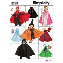 Simplicity 8729 Child&#39;s Cape Costume Sewing Pattern, 8 Pieces, Sizes S-L - £14.15 GBP