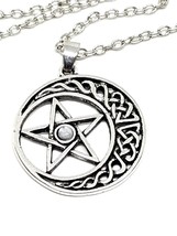 Pentacle Celtic Moonstone Moon Necklace Genuine Gem Pendant Chain Jewellery - £7.44 GBP